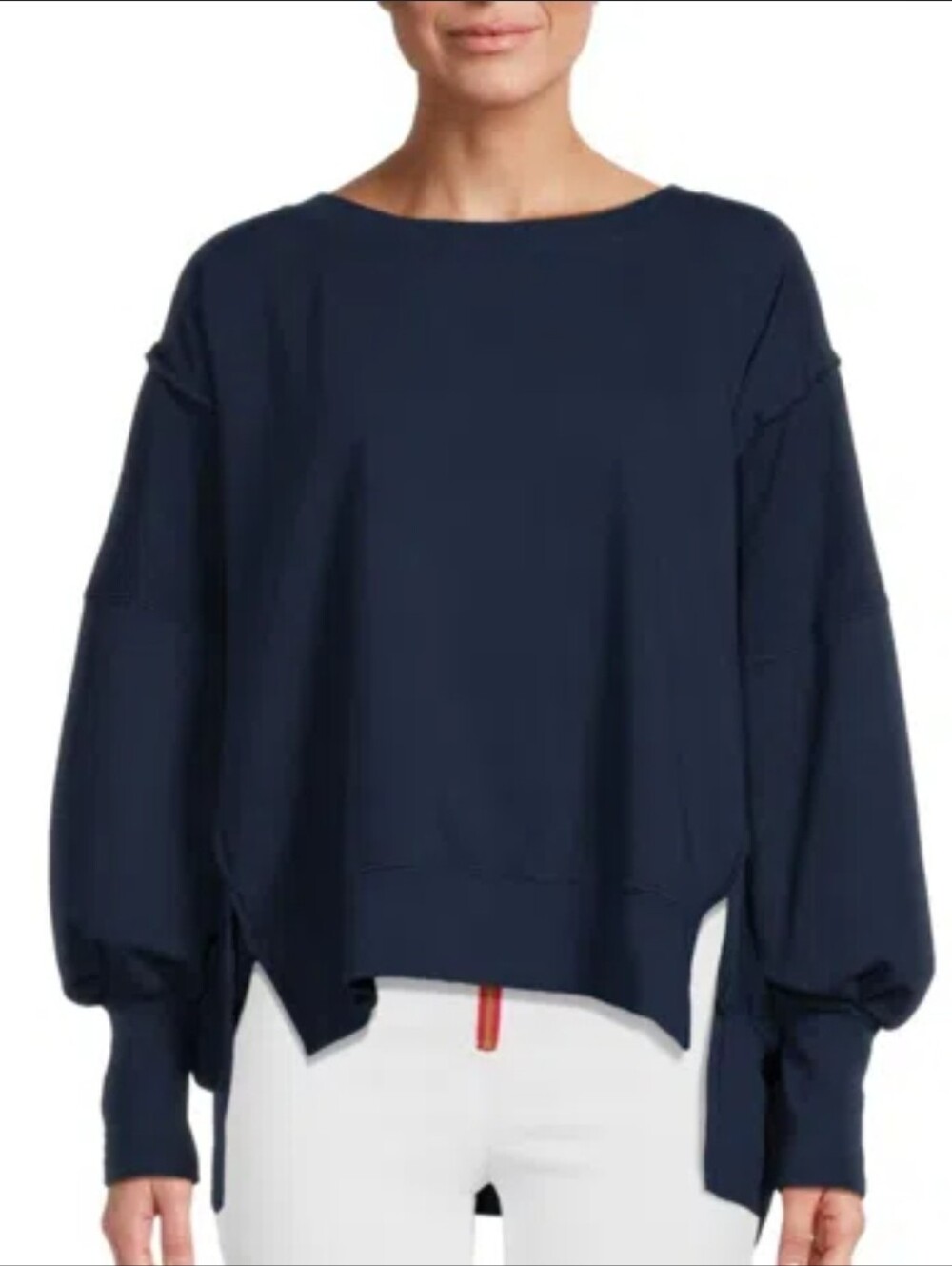 Etienne Marcel 100% Cotton Navy Blue Oversized Cropped Sweater Size XS